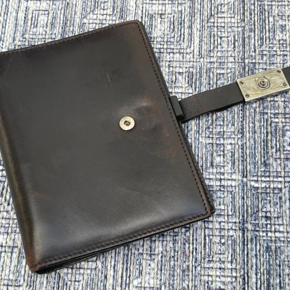 GUCCI Notebook Cover Black Leather Agenda Schedule Note Book Made in Italy Auth - Picture 7 of 12